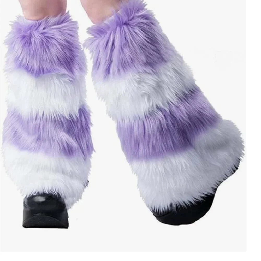 Faux Fur Leg Purple Warmers